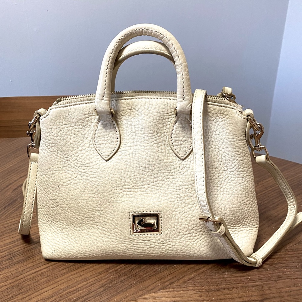 Dooney & Burke White Pebble Leather crossbody satchel